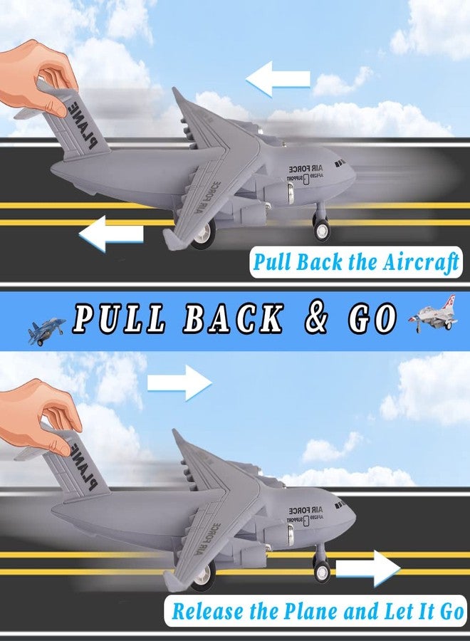 Crelloci 5 Pack Army Airplane Toys Set Military Fighter Jet Die Cast Plane Metal Aircraft Toy, Pull Back Play Vehicle Aircraft Gift for Kids Boys Girls Children 3+ Years Old - Image 5
